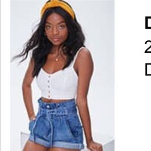 High waisted tied jean shorts